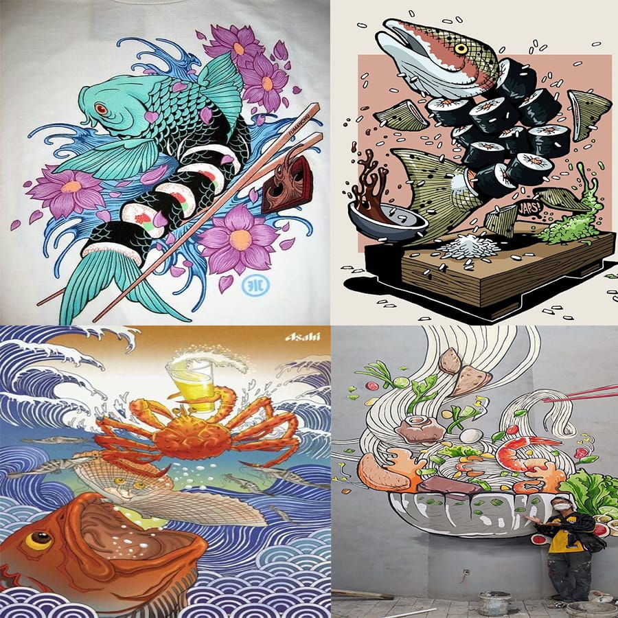 vẽ tranh tường nhà hàng